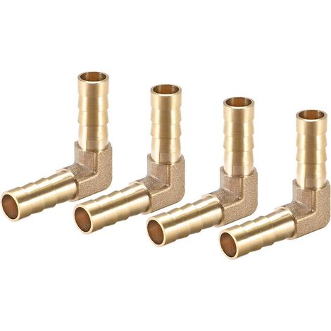 Raccord Coudé 90 Degrés Laiton 8mm - Lot de 4 - Connecteur Tuyau Barbelé (1/3)