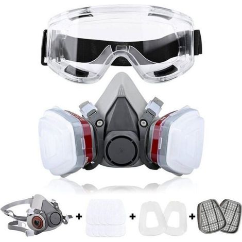 Demi-masque Respirateur Réutilisable - 6200 - Compatible Filtres Coton - Pour Peinture Soudage Maçonnerie - 10 Filtres Inclus (1/4)