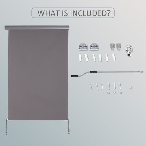 Store verticale pour balcon 120x200 cm, pare-vent et brise-vue gris avec manivelle, écran d'intimité rétractable pour terrasse. (1/5)