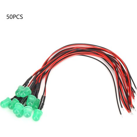 Lot de 50 perles LED 12V 8mm vert jade lumineuses, avec fil 20cm 26AWG pour conductivité électrique, tons verts et vert jade mis en valeur (1/5)