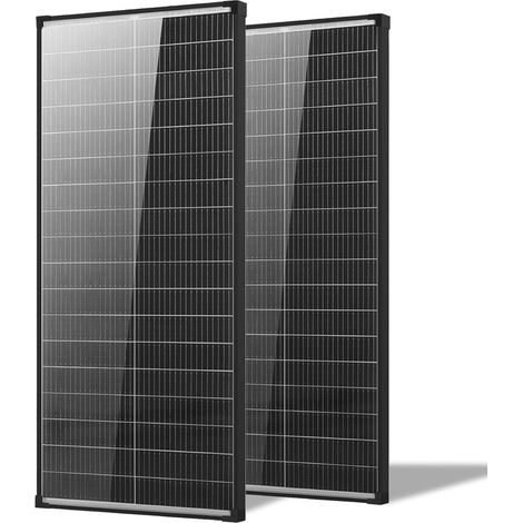 Panneau solaire 200W (2x100W) bifacial 12V, 18BB A+ cellule monocristalline type N, 25% haute efficacité, étanche IP68, 18V pour 12V Batterie toit camping-car ferme marine hors réseau (101x46cm) (1/5)