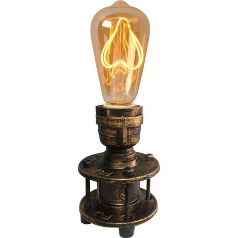 Barcelona Led – Lampe à poser en bronze – Douille E27 – Tension 230V – Style rétro industriel – Luminosité chaleureuse avec ampoules LED (1/5)