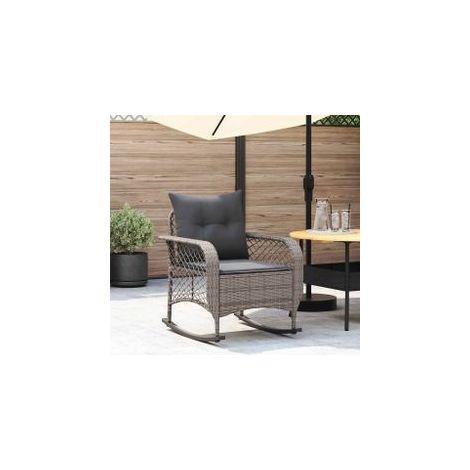 Chaise à bascule de jardin avec coussins gris résine tressée (1/5)