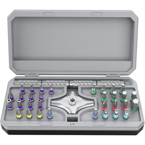 Kit Tournevis à Cliquet 34 en 1 - Ensemble d'Outils Multifonctions avec Clé à Cliquet Manuelle et Embouts de Précision-x