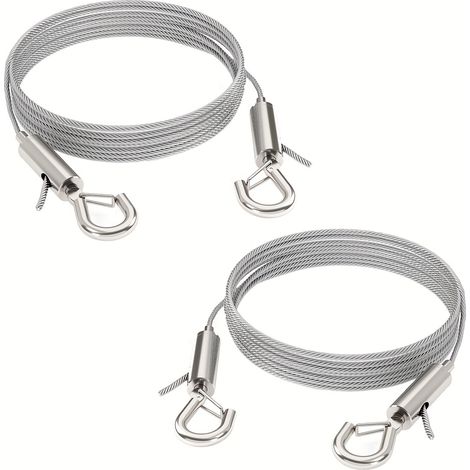 Cable ajustable para espejos, lámparas, paneles de visualización, etc., capacidad de carga de 30 kg, 2 piezas, 2 m x 1,5 mm (1/5)