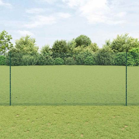 Zaun mit Pfosten Grün 1,4 x 10 m Stahl und PVC