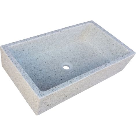 Pila, Pilón, Fregadero o Lavadero de piedra blanco de 91x53x22 cm.