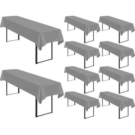 10er-Pack Tischdecken Bierzeltgarnitur 100x250cm Grau, wasserdicht & faltenfrei