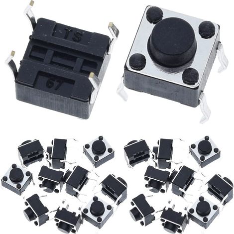 100-Pack 6x6x6 mm Miniature Momentary Tactile Tact Touch Commutateur à bouton-poussoir SPST Miniature/Mini/Micro/Petit circuit imprimé (1/4)