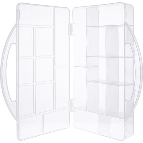 Boîte de rangement pour petites pièces, 11 compartiments, transparente, pour vis et accessoires, avec couvercle à clip et poignée, compacte et robuste (1/3)
