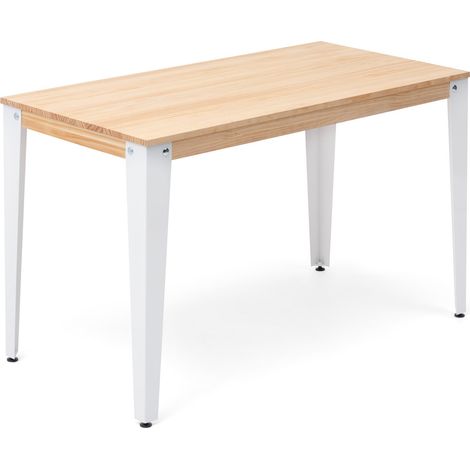 Mesa Lunds 140x80x75cm Blanca madera acabado natural estilo nórdico industrial Box Furniture (1/5)