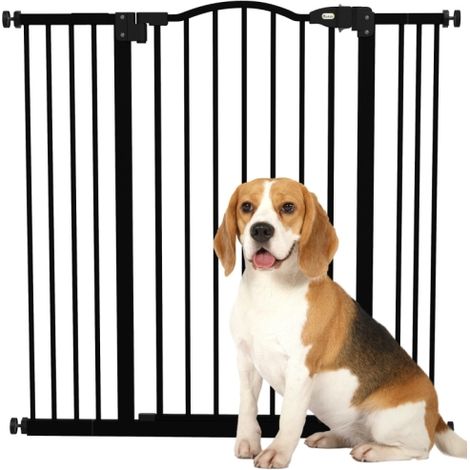 Adjustable Pressure Fit Dog Stair Gate No Drill Auto Close Safety Gate for Doorways and Hallways 74-100cm Black (1/5)