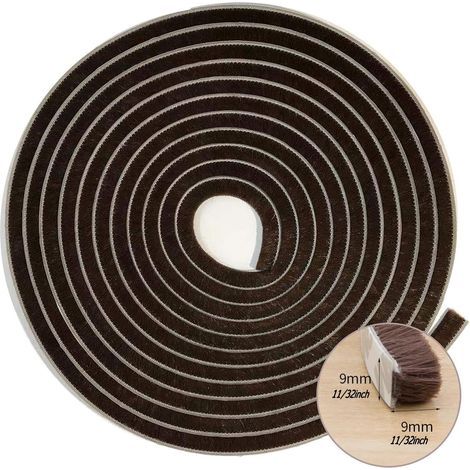 Brosse de joint d'étanchéité pour fenêtres/portes coulissantes, côté cadre (33 pi x 11/32 po de support x 11/32 po de brosse,brun) (1/5)