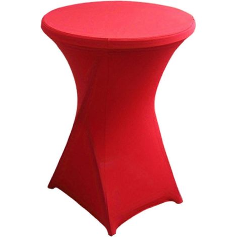 (S Rouge) Nappe de table de cocktail unie, très élastique, résistante à l'huile, taille universelle, installation facile (1/5)