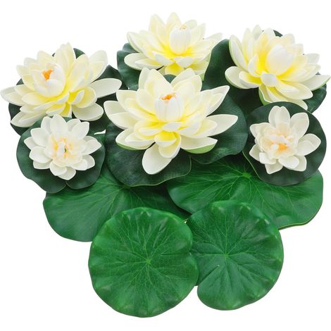 6ensembles Lotus Fleur Artificielle Fleurs De Lotus Flottantes Décoration Jardin Piscine Fausses Plantes De Lys Artificielle (1/5)
