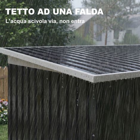 Coffre extérieur en acier, portes coulissantes, 280x130x172 cm, gris/noir, idéal pour ranger outils et accessoires de jardin. (1/2)