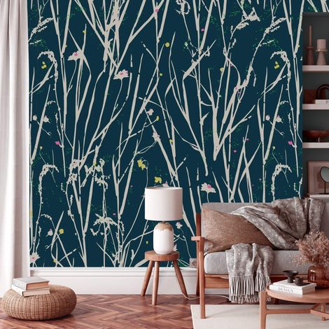 Papier peint panoramique Herbes folles, Beige 150 x 250cm (1/5)