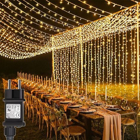 Bleosan – Guirlande lumineuse de Noël 600 LED blanc chaud – 6 x 3 m – Étanche IP65 – 8 modes d’éclairage – Pour pergola et décoration intérieure (1/4)