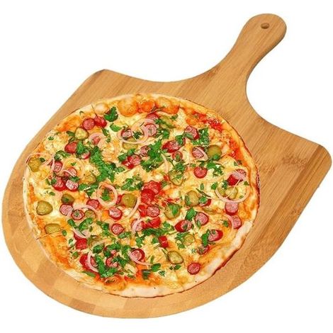 Pelle à pizza, planche à pizza en bambou, spatule à pizza en bois, accessoires de four pour la cuisson de pizzas maison, planche à découper en bois (1/5)
