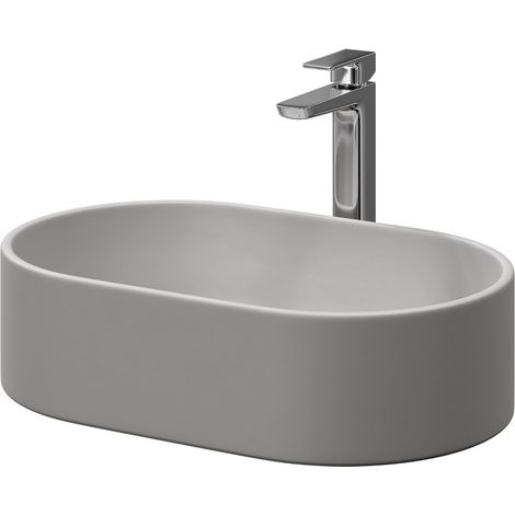 Amadora Matt Grey 550mm x 350mm Oval Countertop Basin (1/5)