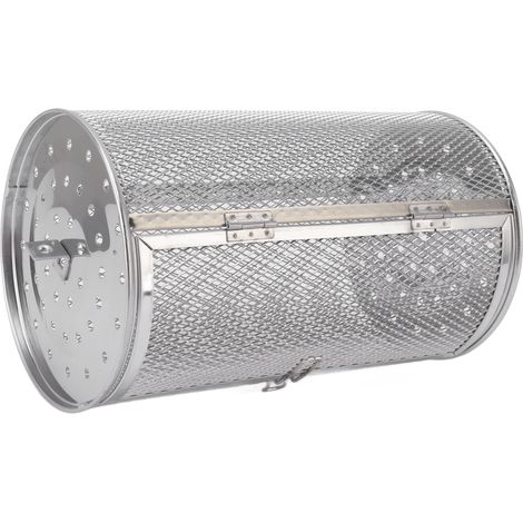 Panier à griller roulant en acier inoxydable, grille ronde en acier inoxydable pour barbecue, cacahuètes, noix séchées et légumes C (1/5)