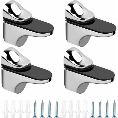 4Pcs Support de Tablette en Verre Réglables Pince à Verre en Alliage de Zinc Supports d'Étagère en Verre Fixation Murale avec Vis Tubes d'Expansion pour Verre d'Épaisseur 3-20 mm Planche Bois (1/5)