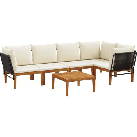 6 pz Legno massiccio di acacia e corda Naturale vidaXL (1/5)