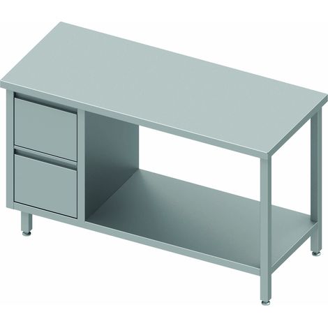 Table Inox Avec Tiroir & Etagère à Droite - Sans Dosseret - Gamme 800 - Stalgast