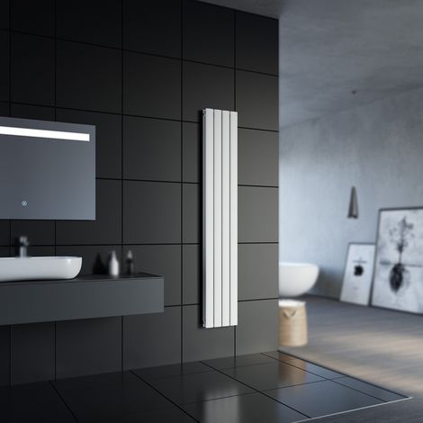 SONNI Design Radiatore a pannello piatto 1800x308mm Radiatore a pannello bianco Collegamento centrale verticale Doppio strato (1/5)
