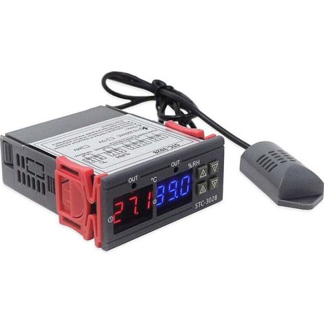 Humidity Detector, Digital Display Temperature and Humidity Regulator Thermostat Hygrometer with Built-in Sensor Probe Relay Output, 110-220V, 11 (1/4)