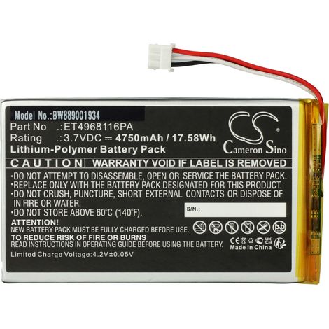 vhbw batteria sostituisce Voice Caddie ET4968116PA per carrello da golf elettrico portamazze (4750mAh, 3,7V, Li-Ion)