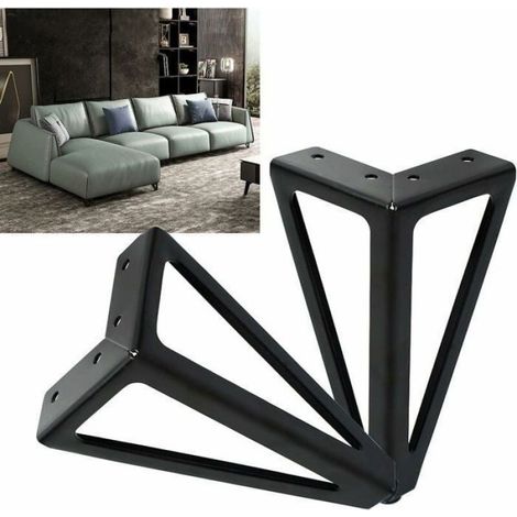 Pieds De Meubles - Métal Noir - 6 x 15 cm - Pour Chaises Canapés Armoires - Lot De 4 (1/4)