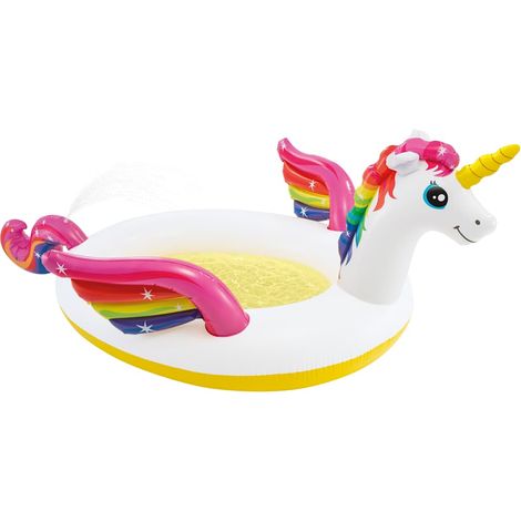 Einhorn Planschbecken mit Sprinkler 272x193x104 cm INTEX