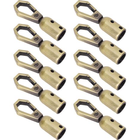 Lot de 10 mousquetons à ressort en alliage de zinc, trou de 8 mm, avec vis de 10 mm pour accessoires et décoration, couleur bronze. (1/5)
