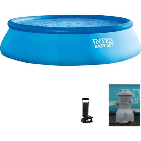 Piscina gonfiabile in PVC resistente, montaggio rapido, pompa ad aria e filtro per piscina inclusi. (1/2)