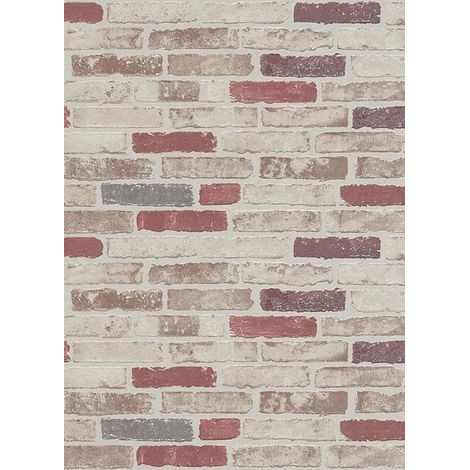 Papier peint structuré 6703-13, intissé, aspect pierre et béton, 0,53 x 10,05 m, rouge Erismann (1/4)