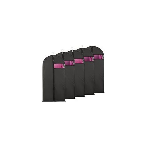 5pcs Housses Vetement Fenêtre Transparente Visible Housse Veste Costume Anti Poussière Etanche Mite Humidité 60x100cm Noir