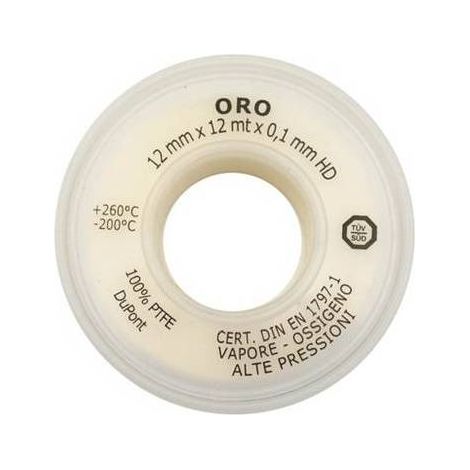 Ruban ptfe en téflon or 12mm x 12mt x 0.10mm