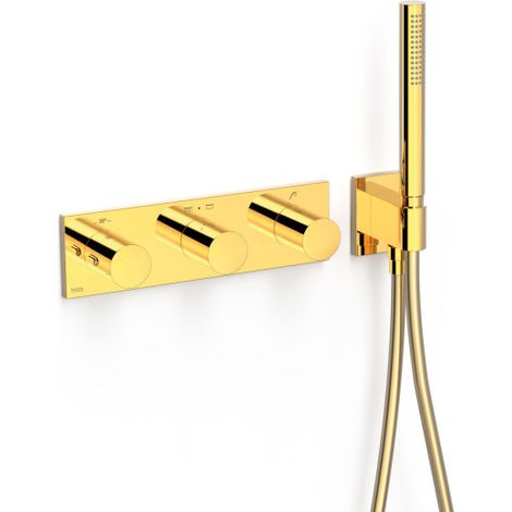 Robinet thermostatique encastré à 3 voies B-system Or 24K - TRES 30735301OR