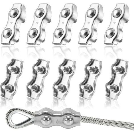 Duplex Clips Serre-Câbles M4 Pince de Câble en Acier Inoxydable 304 pour Fixe 4mm Câble Métalliques Cordes à Linge Voiles de Soleil 8 Pièces (1/5)