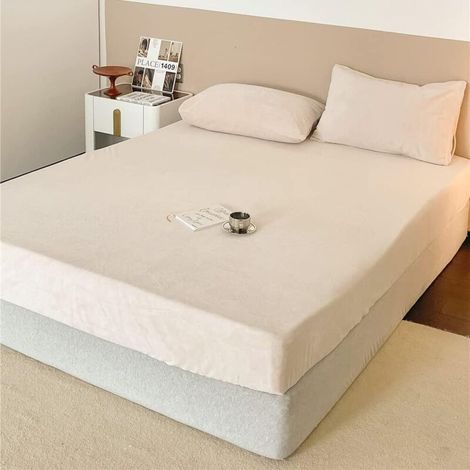 Drap housse polaire 180x200 cm – Bonnet 25 cm – Toucher cachemire – Super chaud et doux – Pour matelas épais jusqu'à 30 cm (1/4)