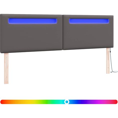 Maison Exclusive - Cabecero LED Gris 180 cm Cuero sintético (1/5)