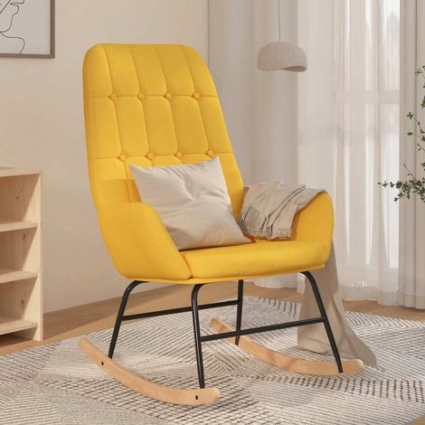 vidaXL Silla mecedora de tela amarillo mostaza (1/5)