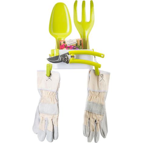 Set d'outils de Jardin Vert composé de Pelle, râteau, Ciseaux et Pratique avec Pinces à Suspendre Gants de Jardin - Set idéal pour Ceux Qui Aiment cultiver des Fleurs et des Plantes (1/5)