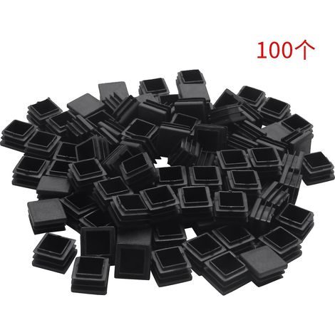 Lot de 100 bouchons d'extrémité carrés en plastique noir, 20 mm x 20 mm (1/5)