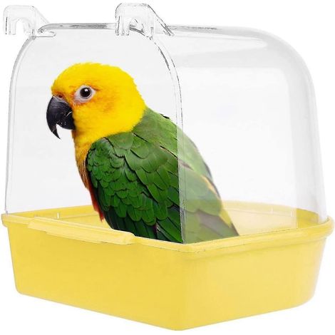 Baignoire suspendue transparente pour perroquet, accessoires pour cage à oiseaux avec crochets. (1/5)