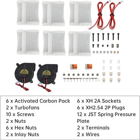 Imprimante 3D Nevermore V6 Duo Filtres à Charbon Actif Accessoire Compatible avec VORO 2.4/Trident/Switchwire/1.8 Kit de Filtre à Air 2 Turbofans Pack Réduisent les Odeurs Installation Facile (1/5)