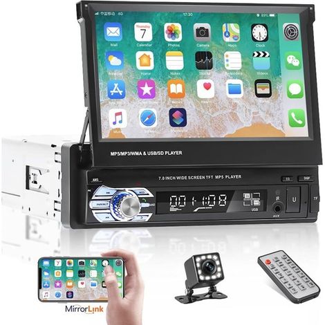 autoradio 1 din ecran tactile escamotable 7 pouces bluetooth camera de recul (1/5)