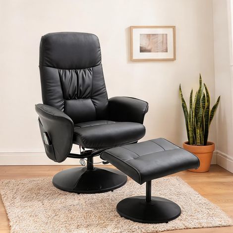 Fauteuil de massage coloris noir en bonded cuir 76 x 81 x 105 cm (1/5)