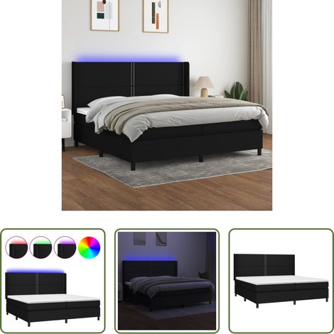 Matelas ensaché - Sommier à lattes de lit matelas LED Noir 200x200 cm Tissu (1/5)